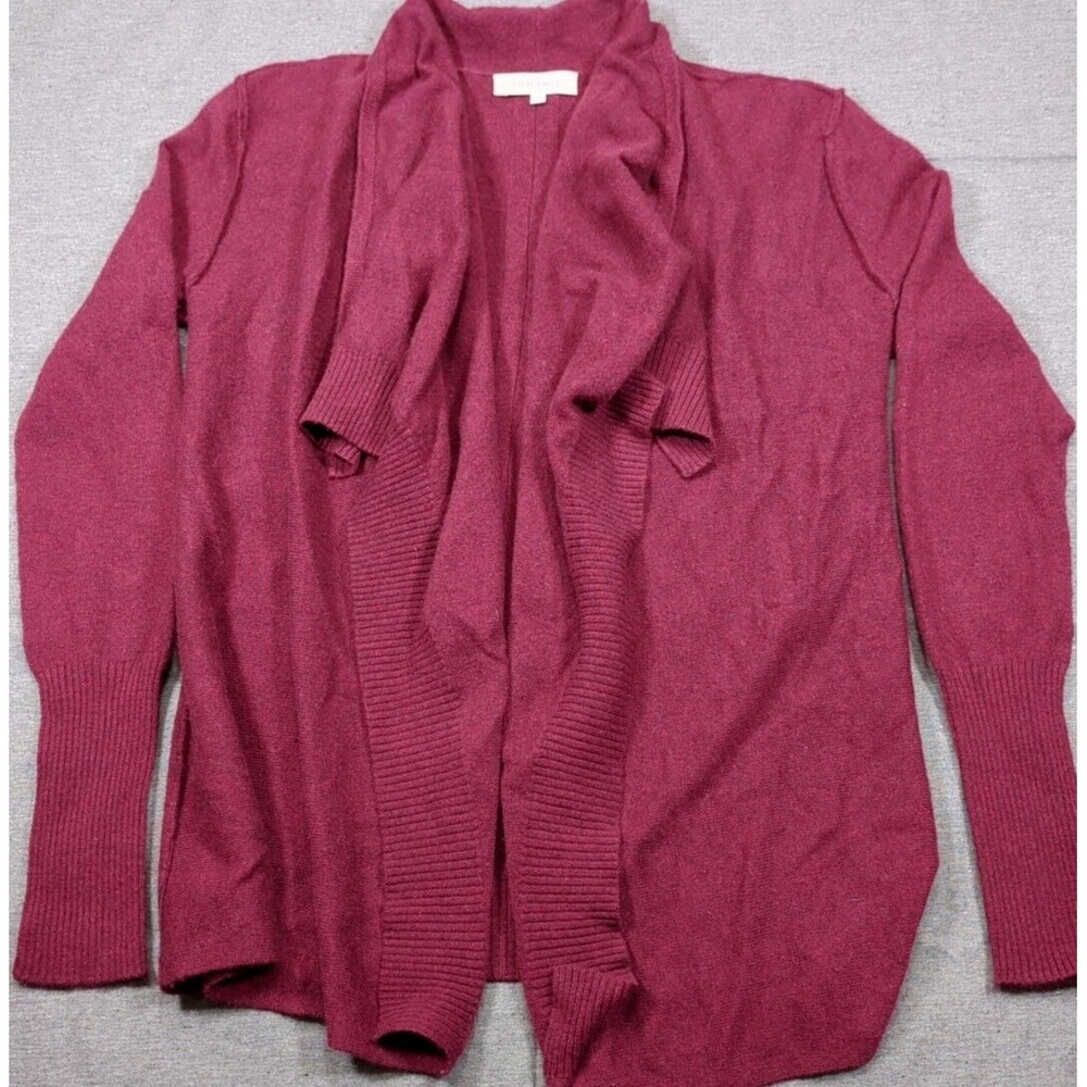 Cashmere Open Front Red Cardigan Womens Size P XS‎ Draped Sweater By Inhabit